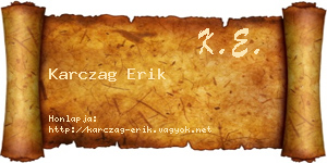 Karczag Erik névjegykártya